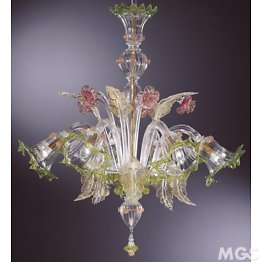 Chandelier with ruby gold and green details