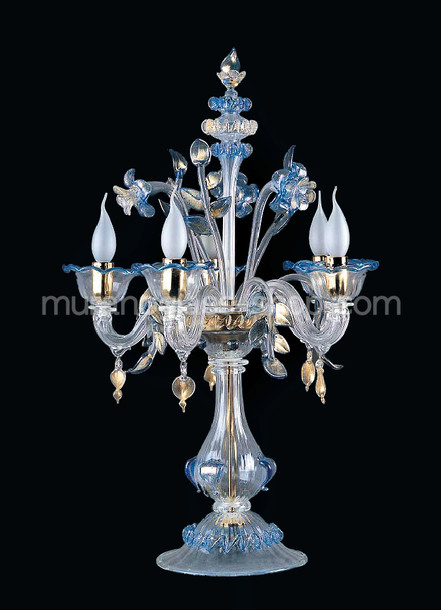 7734 series Table Flambò, Table Flambò blu and gold at five lights