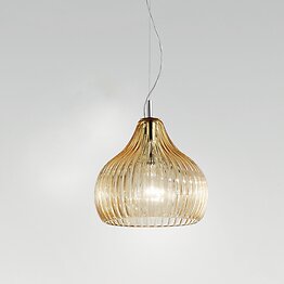 Modern suspended lamp in amber color
