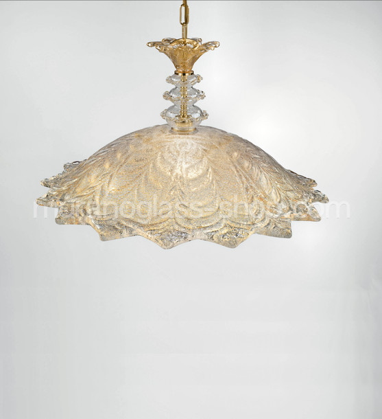Firenze Suspended lamp, Suspended lamp with crystal graniglia and 24k gold