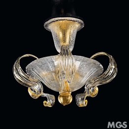 Ceiling lamp with leafs and gold decoration
