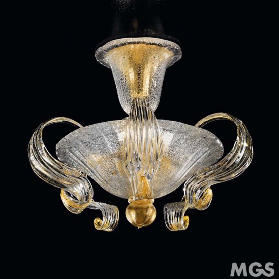 Leafs Ceiling light, Ceiling lamp with leafs and gold decoration