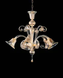 Chandelier at three lights with gold.