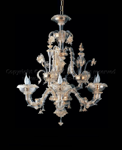 Ca 'Rezzonico type chandeliers 7754 series, Crystal and gold Ca 'Rezzonico chandelier