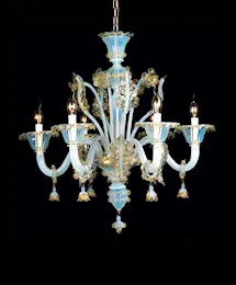 Chandelier opal gold decoration at six lights