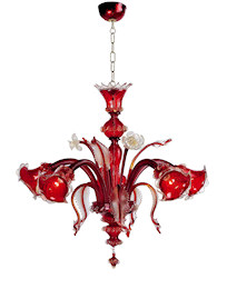 Red and gold five lights chandelier