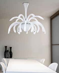 Modern chandelier in milk white color