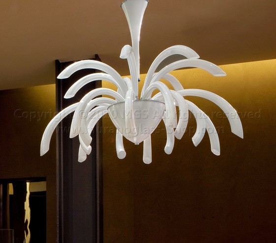 1202 series chandeliers, Modern chandelier in milk white color