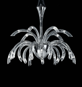 Modern chandelier in clear crystal