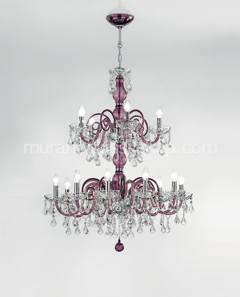 Bohemia Bright chandelier, Blue color chandelier with crystal details