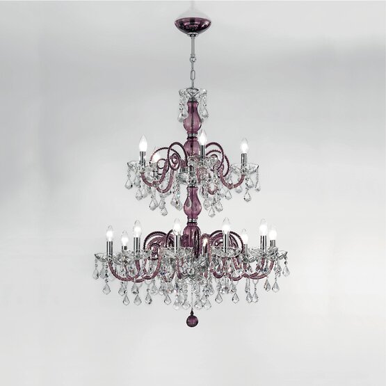 Bohemia Bright chandelier, Crystal chandelier at twelve lights on two floors