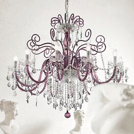 Amethyst color bhoemia chandelier with crystal details