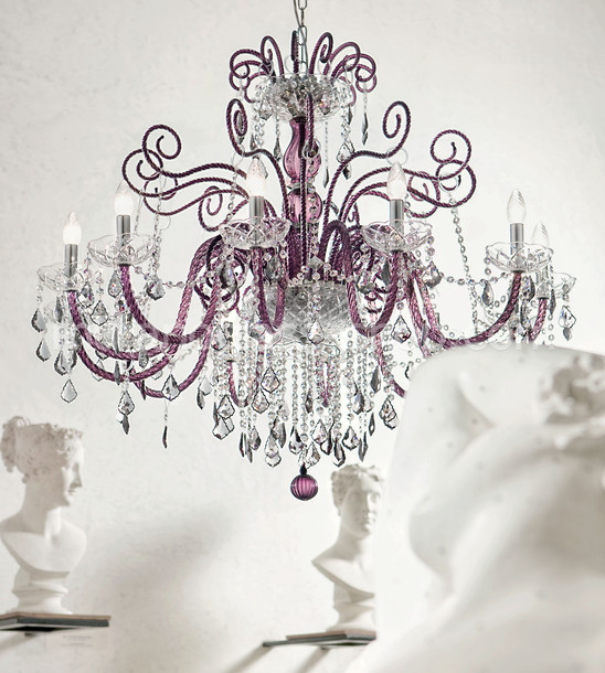 Bohemia Star chandelier, Red color bhoemia chandelier with crystal details