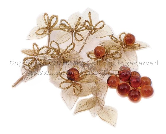 Branch with leaves and berries, Branch with leaves and berries in amber color