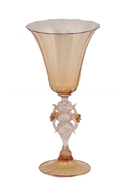 5481 Murano drinking glass, Murano drinking glass amber decorated