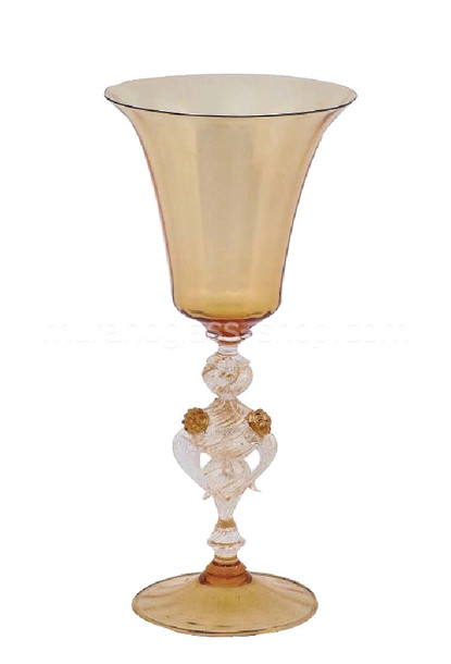 5470 Murano drinking glass, Murano drinking glass amber decorated