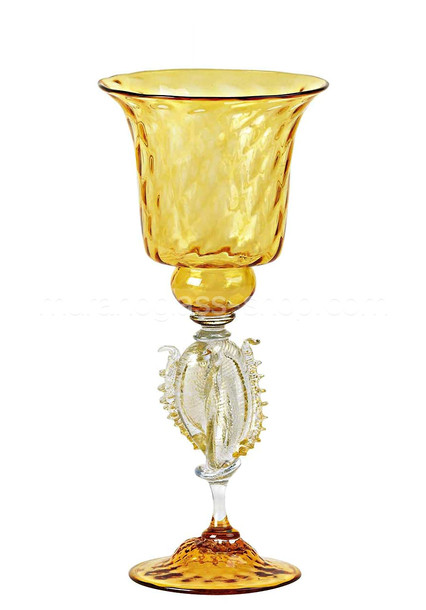5383 Murano drinking glass, Murano bowl in amber color