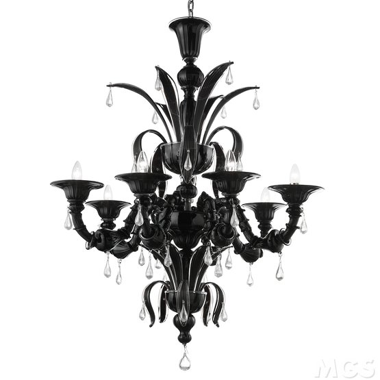 Enguetta chandelier, Ca' Rezzonico chandelier in white color and silver