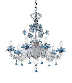 Ca' Rezzonico chandelier Easy model in aquamarine color