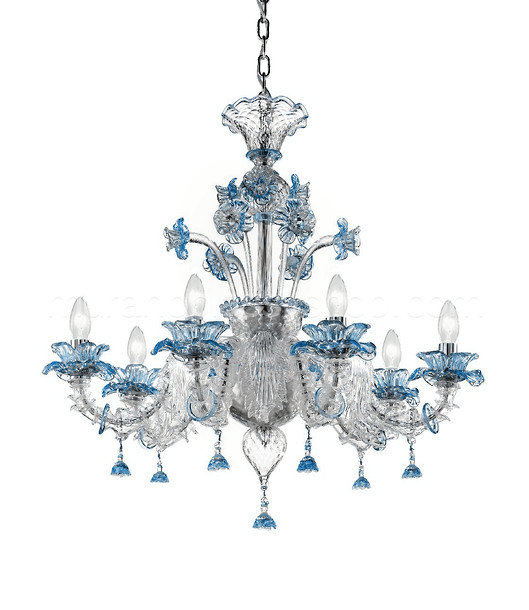 Ca' Rezzonico Easy, Ca' Rezzonico chandelier Easy model in aquamarine color