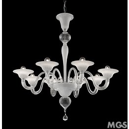 8166 series chandelier, 6 lights, white and crystal color