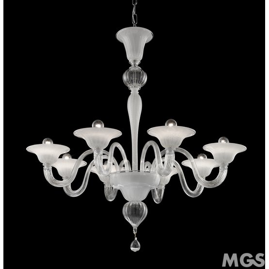 Acheo Chandelier, 8166 series chandelier, 3 lights, white and crystal color