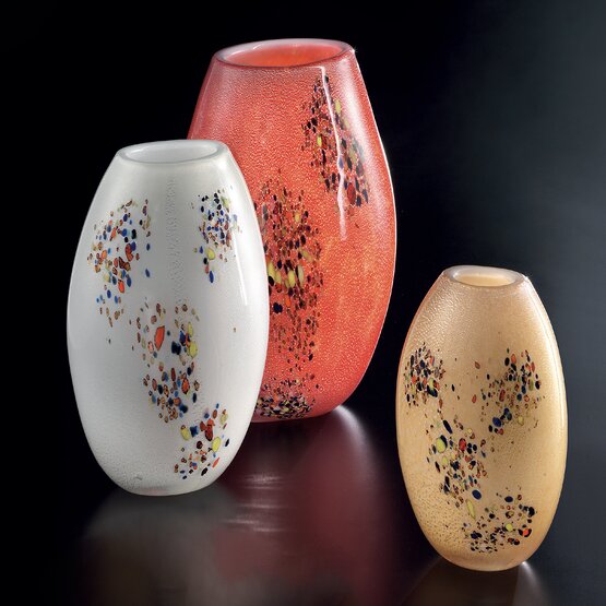 Tondo Vases, Amber vase with coloured spots
