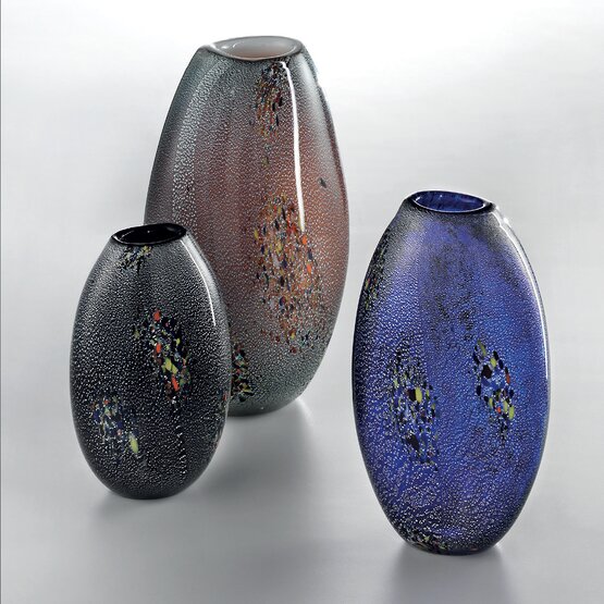 Tondo Vases, Black vase with coloured spots