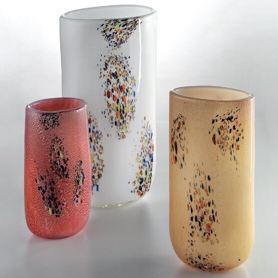Stretto Vase, Small amber vase with coloured spots