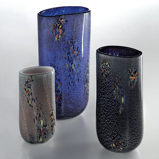 Stretto Vase, Black vase with coloured spots