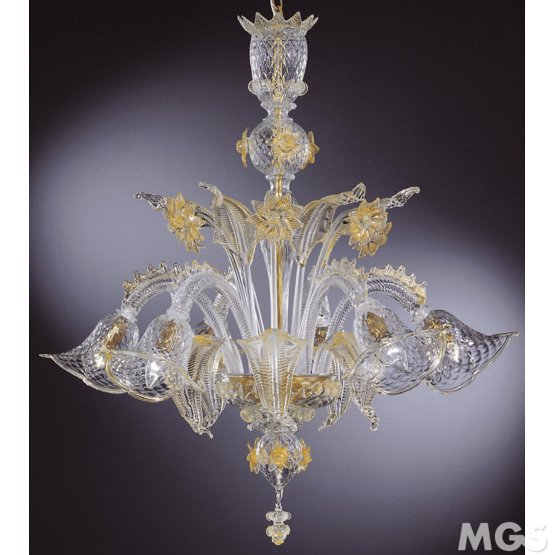 Corinto Chandelier, Crystal chandelier with gold