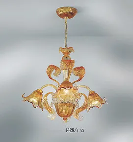 Chandelier 1428, 6 lights, submerged amber color