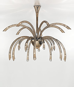 Modern chandelier, 21 lights, smoked color