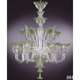 Crystal chandelier with green details