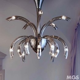 Modern chandelier, 15 lights, smoked color