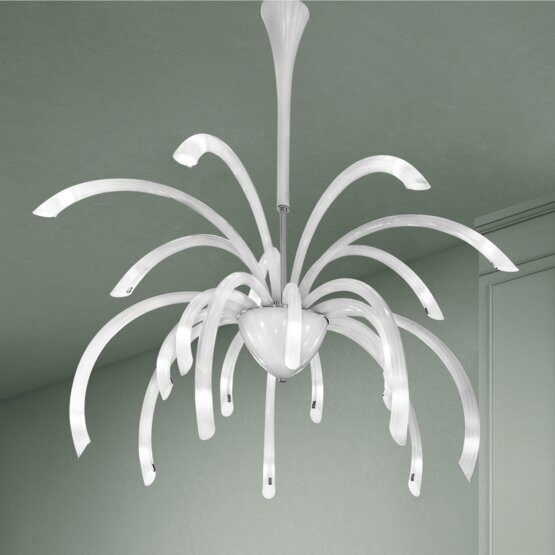Phoenix Chandelier, Chandelier, 21 lights, milk white color