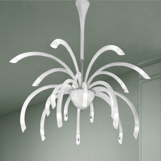 Phoenix Chandelier, Chandelier, 21 lights, milk white color