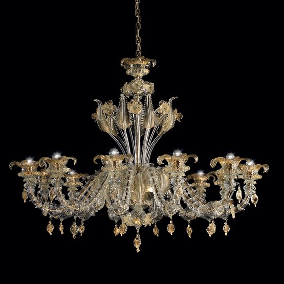 Rome chandelier, Ca' Rezzonico chandelier in crystal and gold