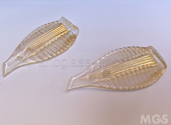Leafs, Glass leaf for mirrors in crystal and gold 10cm