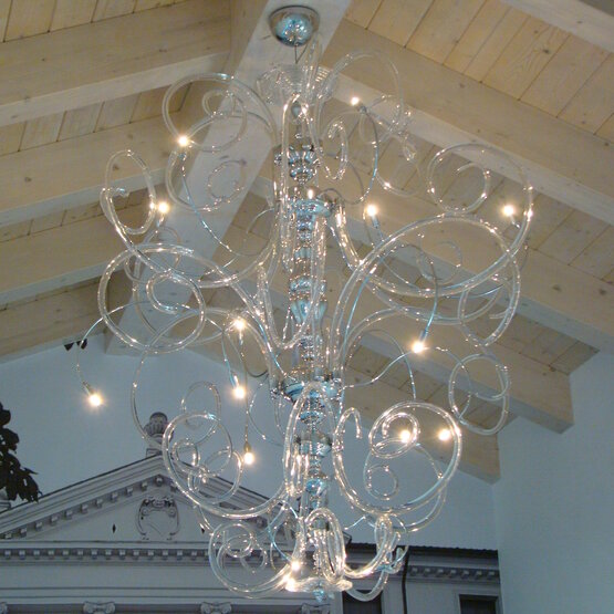 Vanity chandelier, Chrome metal and crystal chandelier