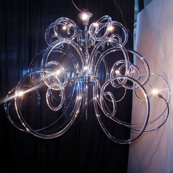 Vanity chandelier, Chrome metal and crystal chandelier