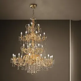 Amber color chandelier with four floors of lights