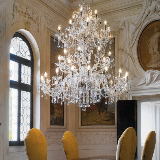 Bohemia Star chandelier, Amethyst color chandelier with crystal detail