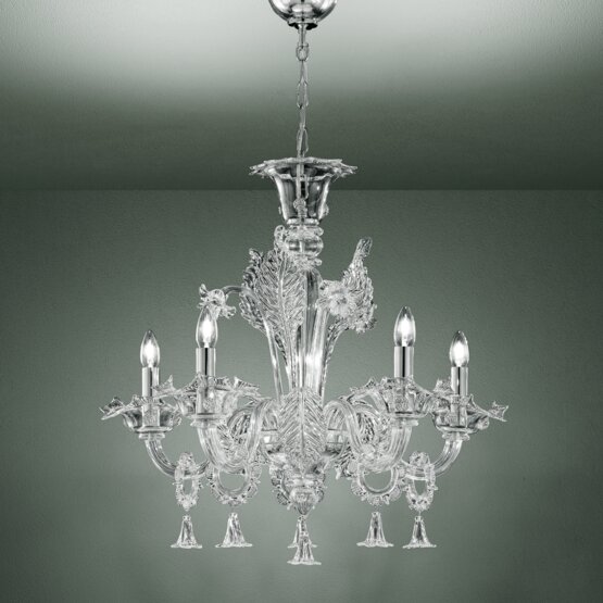 Giustinian Chandelier, Crystal and 24k gold chandelier at three lights