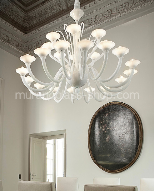 Koons Chandelier, Twentyfour lights chandelier in milk white color