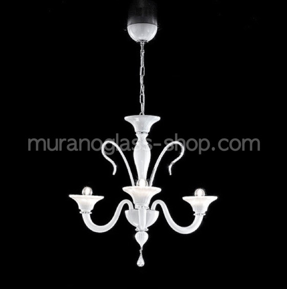Koons Chandelier, Three lights white crystal chandelier