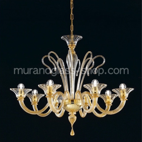 Koons Chandelier, Six lights smoked crystal chandelier