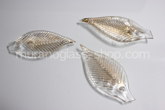 Pointed leaves, Pointed glass leaf for mirrors in crystal and gold