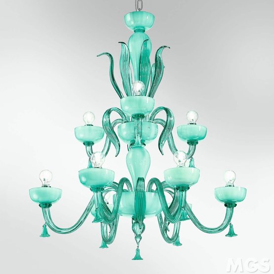 Foscari Chandelier, Chandelier in crystal and 24k Gold