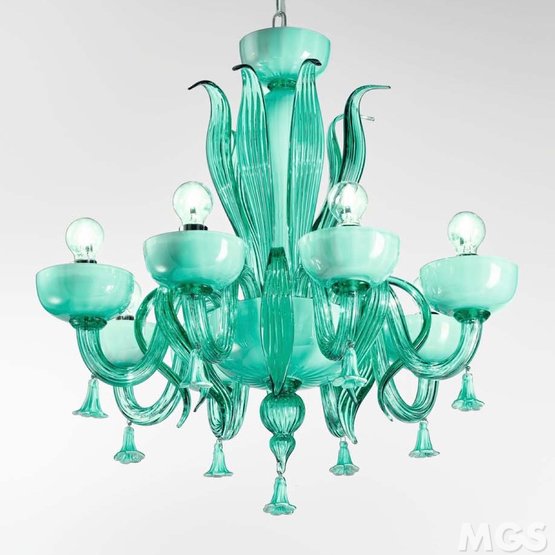 Foscari Chandelier, Chandelier in white milk ocean